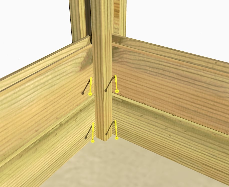 fixation des planches dans les poteaux abri français