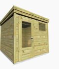 Kit abri jardin en bois de pin avec porte vitrée et fenêtre