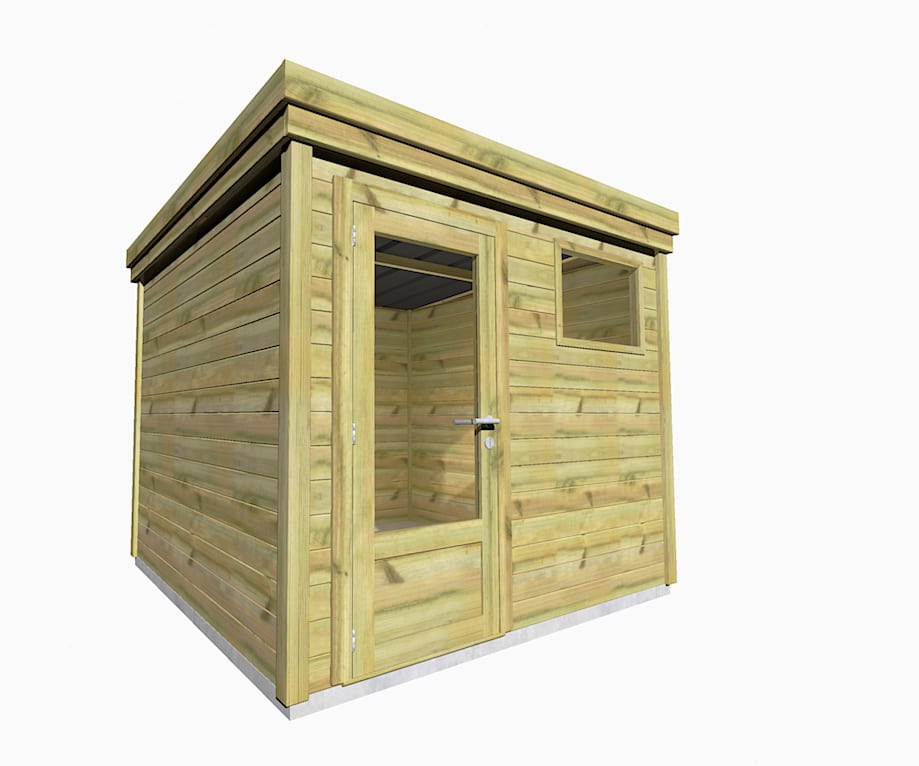 Kit abri jardin en bois de pin avec porte vitrée et fenêtre