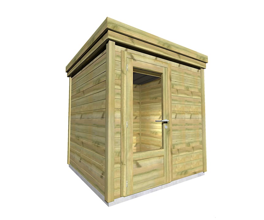 AF2x2x2,08 1 Kit abri jardin en bois de pin avec porte vitrée, fabrication française