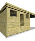 AF3,3x2,5x2,08+ Pl+ ext3,5 1 Abri jardin en bois pin avec porte vitrée et avancée, fabrication française