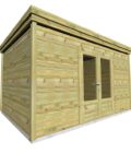 AF4,2x2,5x2,21 1 Abri jardin en bois pin avec double porte vitrée, fabrication française