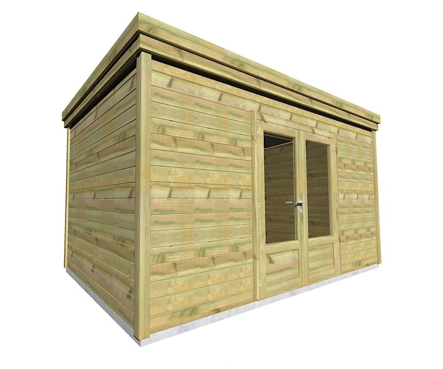 AF4,2x2,5x2,21 1 Abri jardin en bois pin avec double porte vitrée, fabrication française