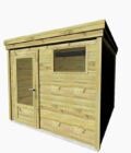 Abri jardin bois autoclave avec porte vitrée et fenêtre, fabrication française
