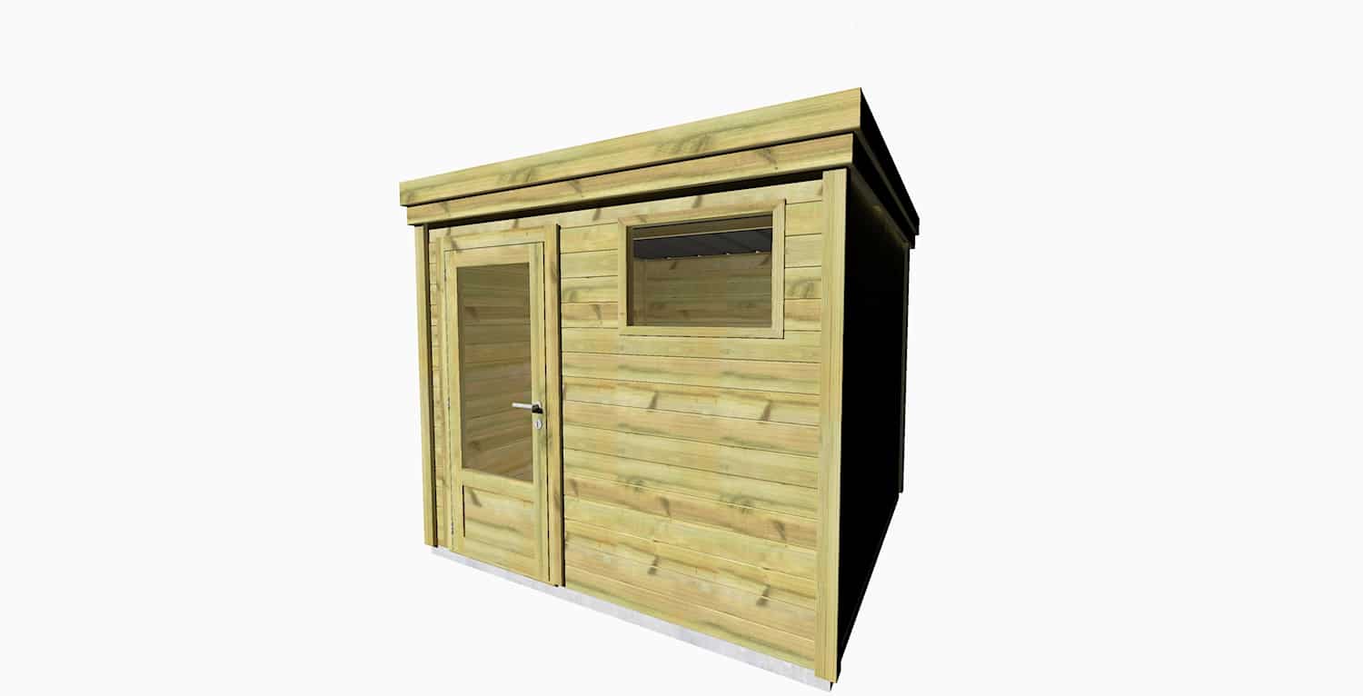Abri jardin bois autoclave avec porte vitrée et fenêtre, fabrication française