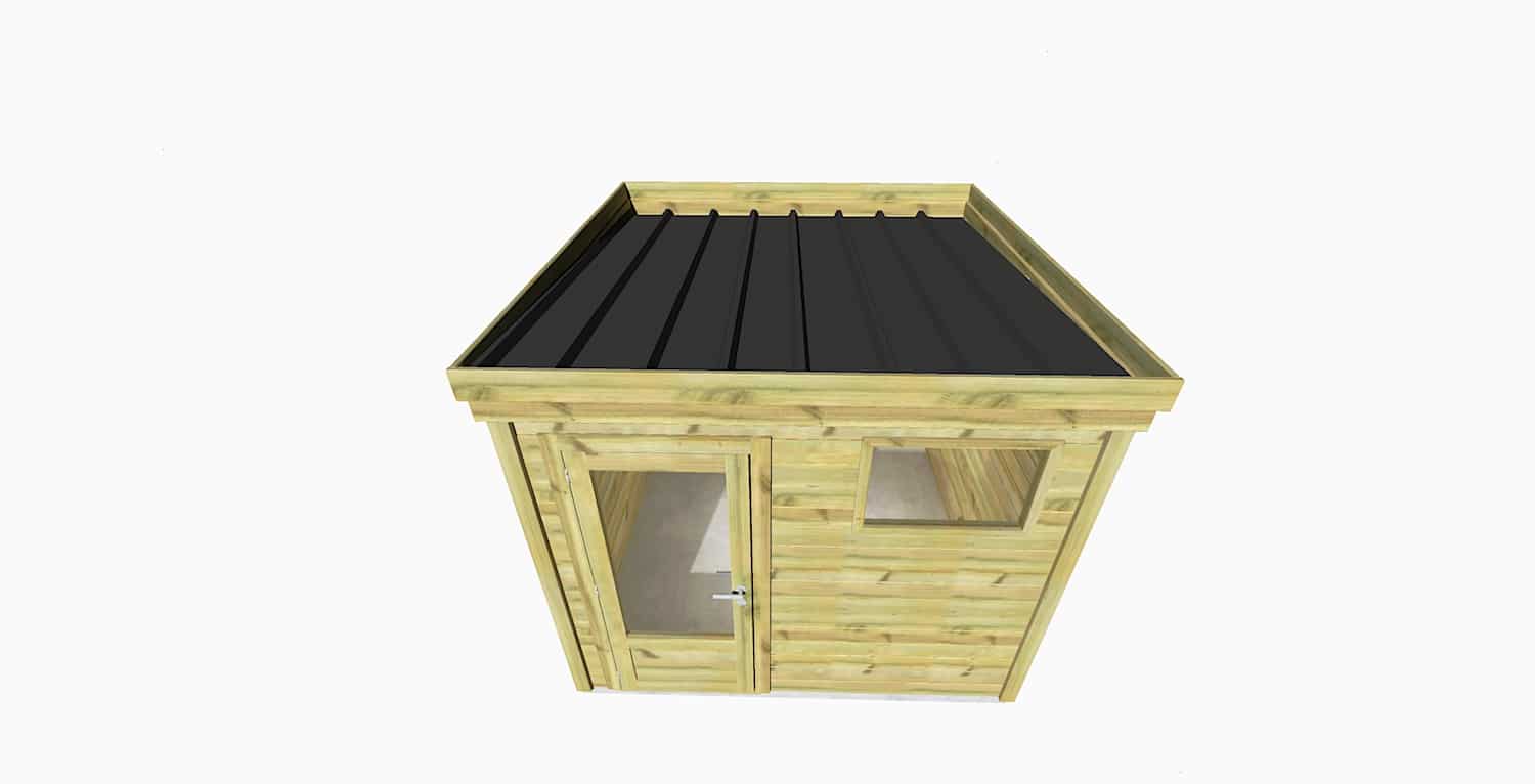 Abri jardin bois autoclave avec porte vitrée et fenêtre, toit noir