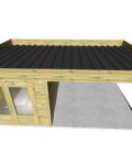 AF2,5x3,3x2,08+ ext3,5 2 Abri jardin en pin sylvestre autoclave classe 3 avec toit noir et porte vitrée