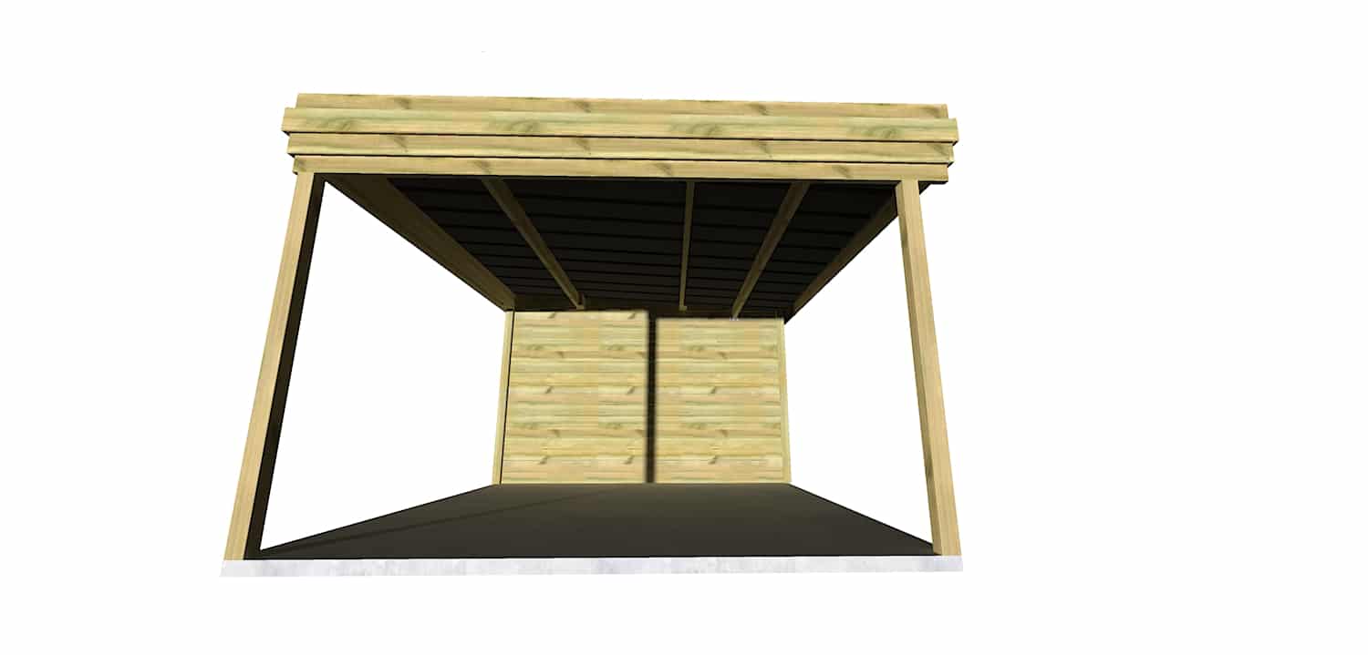 AF2,5x3,3x2,08+ ext3,5 5 Carport en bois pin sylvestre autoclave classe 3 avec toiture bois et murs ajourés