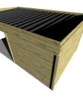 AF2,5x3,3x2,08+ ext3,5 7 Carport en pin sylvestre autoclave classe 3 avec toit noir ondulé sur fond blanc