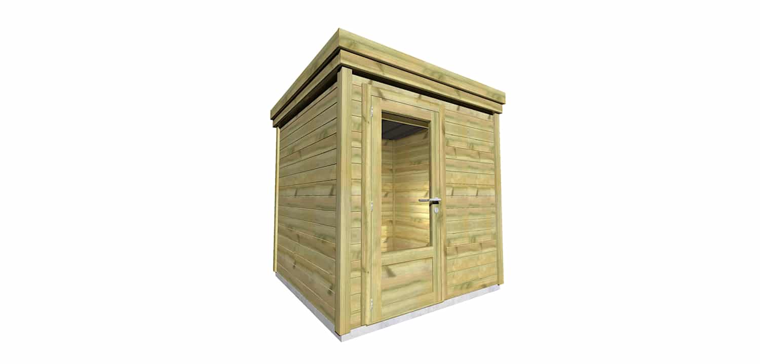 AF2x2x2,08 2 Abri jardin en bois pin avec porte vitrée, fabrication française