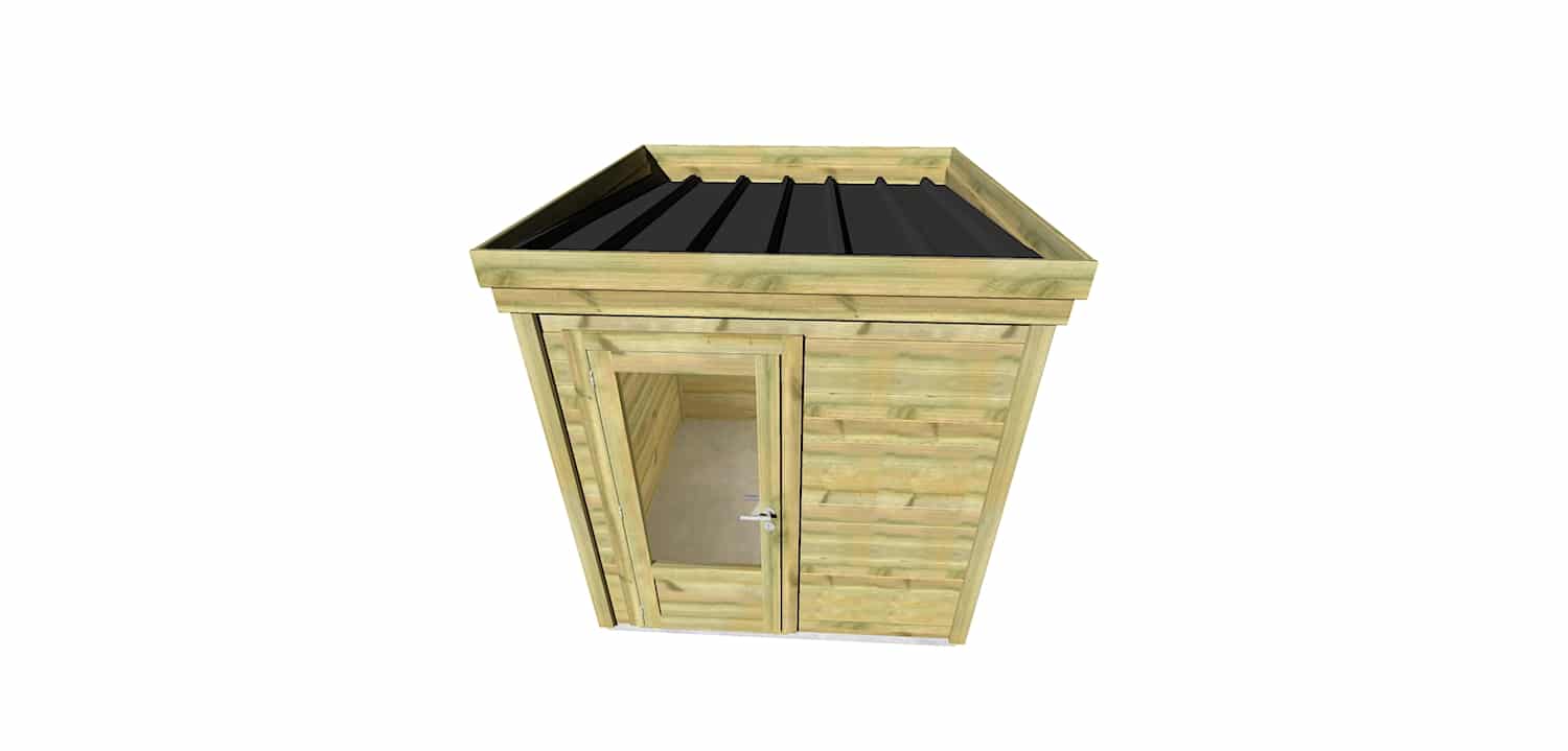 AF2x2x2,08 3 Abri jardin en bois de pin avec porte vitrée et toit noir