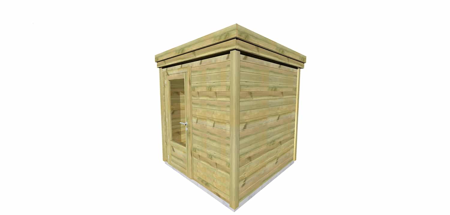 AF2x2x2,08 4 Abri jardin en bois pin avec porte vitrée, fabrication française