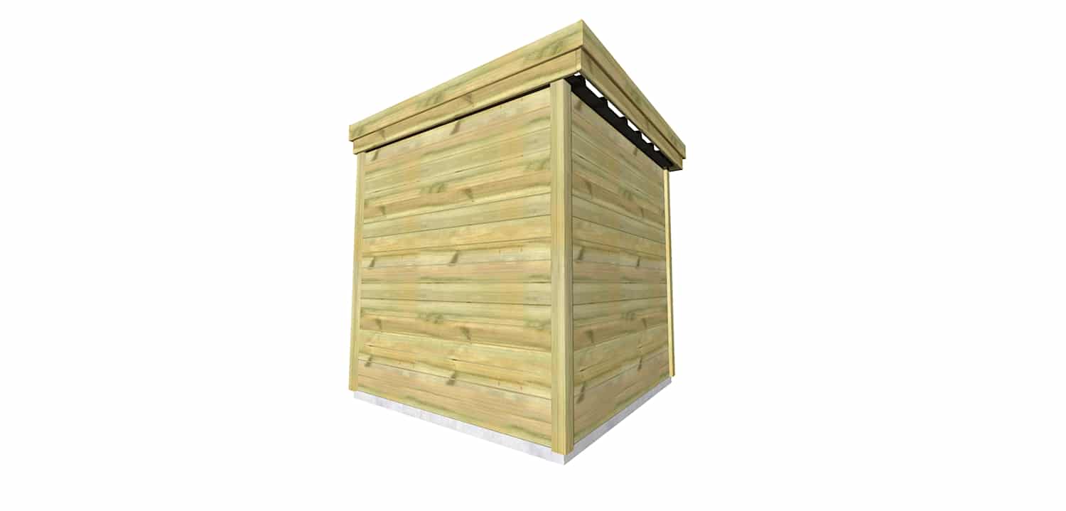 AF2x2x2,08 5 Kit abri jardin en bois de pin, structure carrée avec porte sur fond blanc