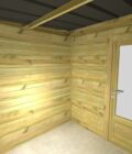 AF2x2x2,08 7 Kit abri jardin bois pin avec porte vitrée, vue intérieure de l'abri