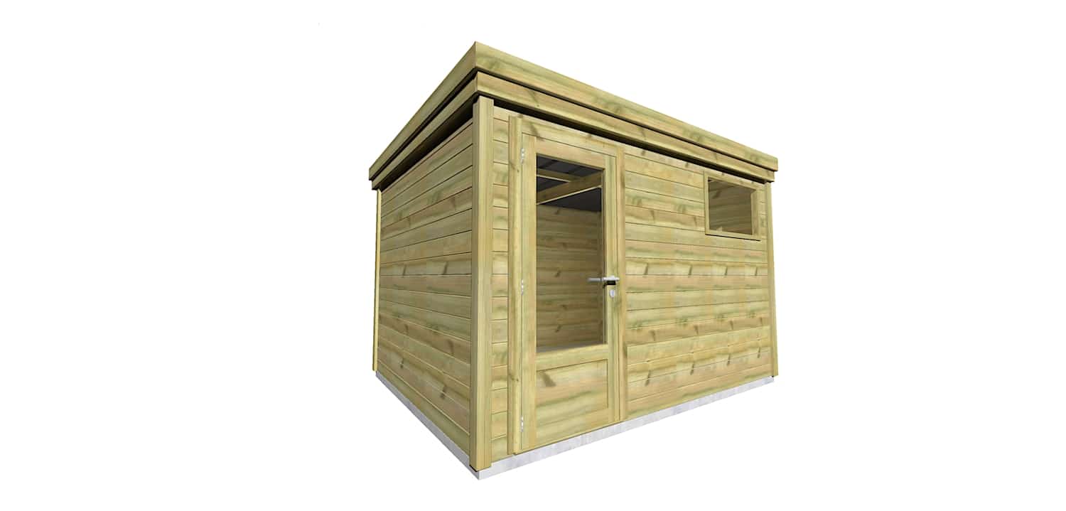 Abri jardin en pin sylvestre autoclave classe 3 avec porte vitrée et fenêtre