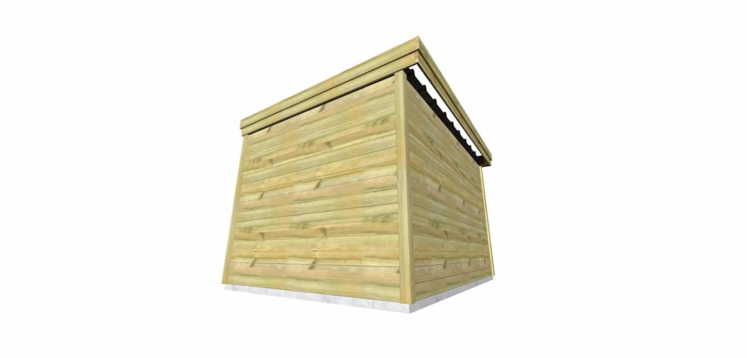 Abri jardin en pin sylvestre autoclave classe 3 avec toit incliné sur fond blanc