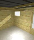Intérieur d'un abri jardin en pin sylvestre autoclave classe 3 avec porte vitrée et fenêtre