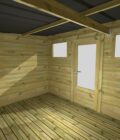 AF3,3x2,5x2,08+ Pl+ ext3,5 8 Intérieur d'un abri jardin en pin sylvestre autoclave classe 3 avec porte vitrée et fenêtres