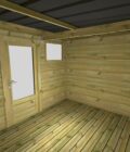 AF3,3x2,5x2,08+ Pl+ ext3,5 9 Intérieur d'un abri jardin en pin sylvestre autoclave classe 3 avec porte vitrée et fenêtres