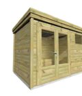 AF3,3x2x2,08+ ext2 1 Abri jardin en bois autoclave avec double porte vitrée et fenêtre latérale