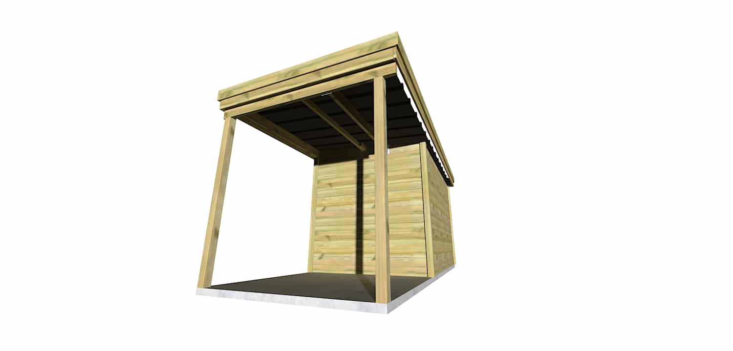 AF3,3x2x2,08+ ext2 5 Carport en bois de pin sylvestre autoclave classe 3 avec toit incliné