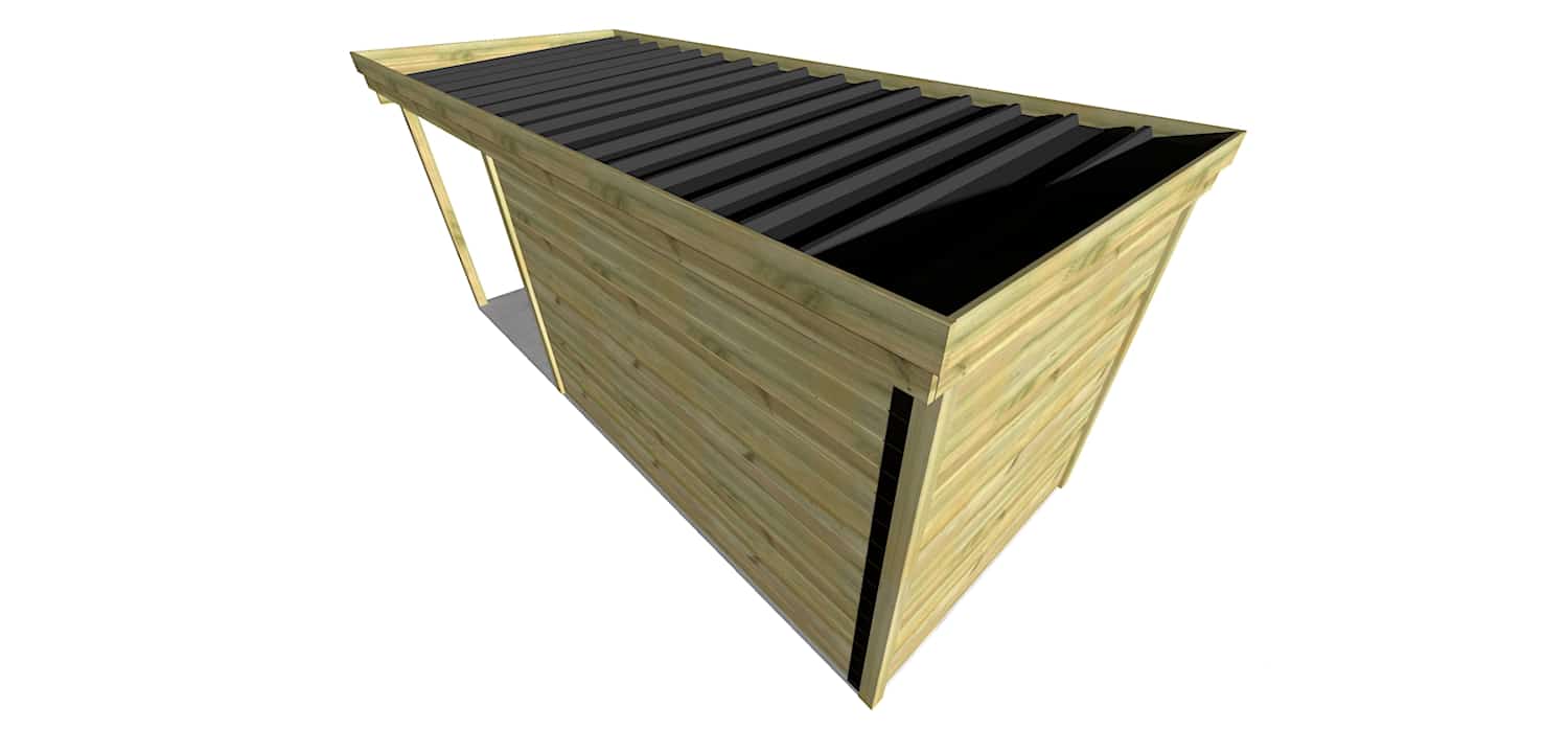 AF3,3x2x2,08+ ext2 6 Abri jardin en pin sylvestre autoclave classe 3 avec toit noir et structure bois