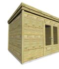 AF4,2x2,5x2,21 1 Abri jardin en pin sylvestre autoclave classe 3 avec double porte vitrée et toiture plate