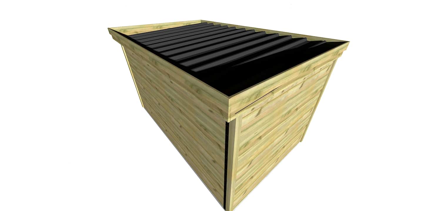 AF4,2x2,5x2,21 6 Abri jardin en pin sylvestre autoclave classe 3 avec toiture noire à lames