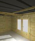 AF4,2x2,5x2,21 7 Intérieur d'un abri jardin en pin sylvestre autoclave classe 3 avec double porte vitrée