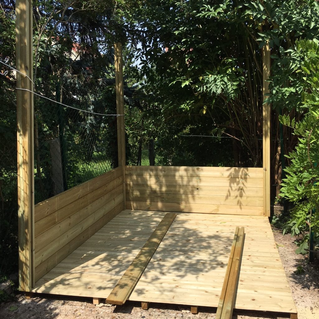 abri français traité autoclave, murs d'un abri français, montage, pose