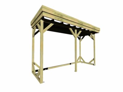 ABRI Bûches de qualité - 4,1m2 - 3,15x1,31m - Pin Sylvestre traité Autoclave - Surface Int : 2,8m2 | 4 stères