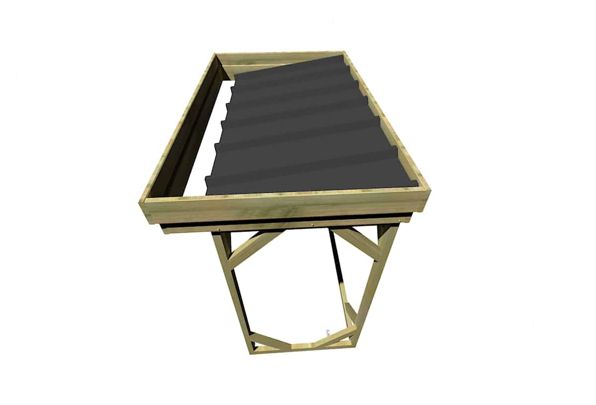 bac acier, couverture pour un abri bûches, abri français, bois