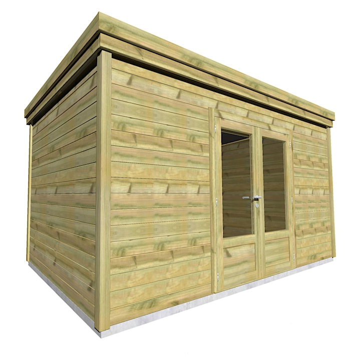Abri jardin en pin sylvestre autoclave classe 3 avec double porte vitrée