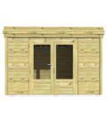 2 AF33x33x210P1PD0F Abri jardin en pin sylvestre autoclave classe 3 avec double porte vitrée et finitions bois
