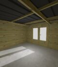5 AF33x33x210P1PD0F Intérieur d'un abri jardin en pin sylvestre autoclave classe 3 avec double porte vitrée