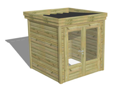 Abri en pin Autoclavé / Porte double vitrée