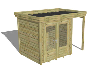 Atelier de jardin traité autoclave / Porte double vitrée | Plancher | Extension de toiture