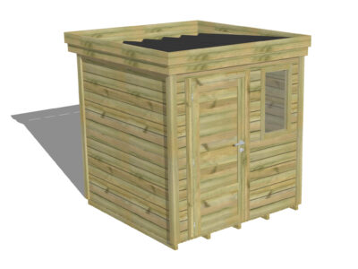 Abri contemporain Porte simple Pleine / Fenêtre verticale | Plancher