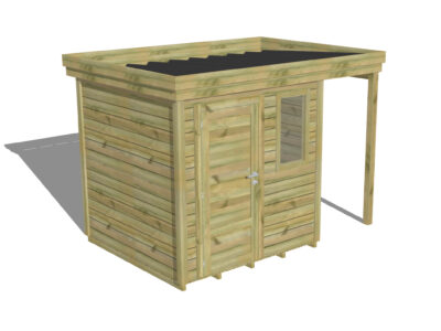 PoolHouse toit plat Porte simple Pleine / Fenêtre verticale | Plancher | Extension de toiture