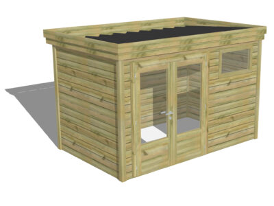 Atelier en bois Porte double vitrée / Fenêtre horizontale