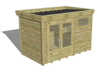 ABRI TOIT PLAT Porte double vitrée / Fenêtre horizontale | Plancher