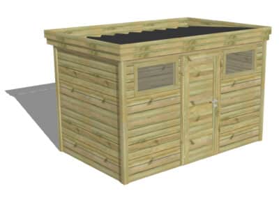 Abri jardin bois avec porte pleine et fenêtres horizontales en pin naturel