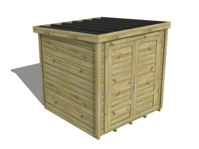 Abri jardin bois essentiel double porte pleine pin avec plancher et toiture noire