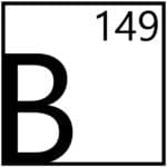 Marque graphique noir et blanc lettre B et chiffre 149 dans un cadre carré