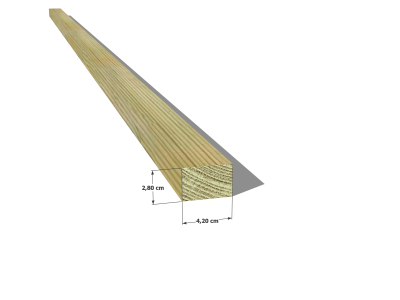 Liteau en pin sylvestre traité autoclave vert classe 4 – Section 28x42 mm
