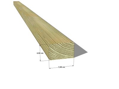 Chevron en pin sylvestre traité autoclave vert classe 4 – Section 45x70 mm