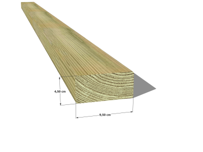 Chevron en pin sylvestre traité autoclave vert classe 4 – Section 45x95 mm