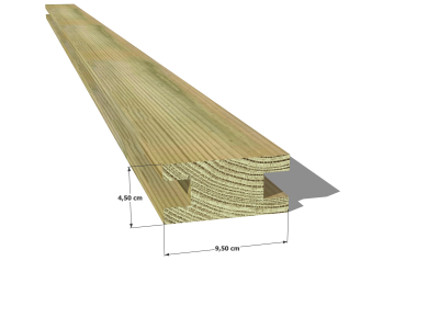Chevron en pin sylvestre profil H traité autoclave vert classe 4 – Section 45x95 mm H