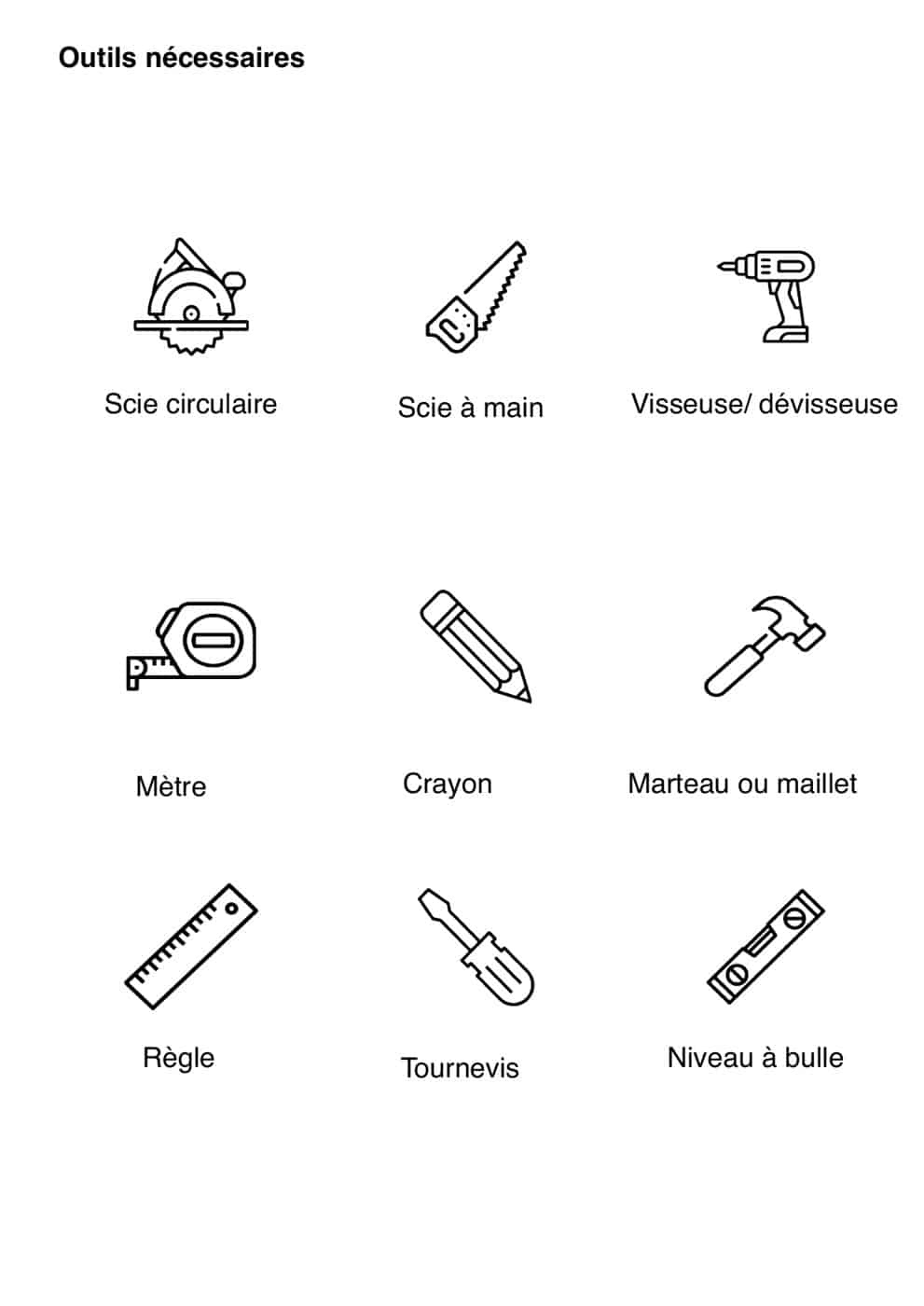 Montage abri de jardin bois — étape 1 : outils nécessaires