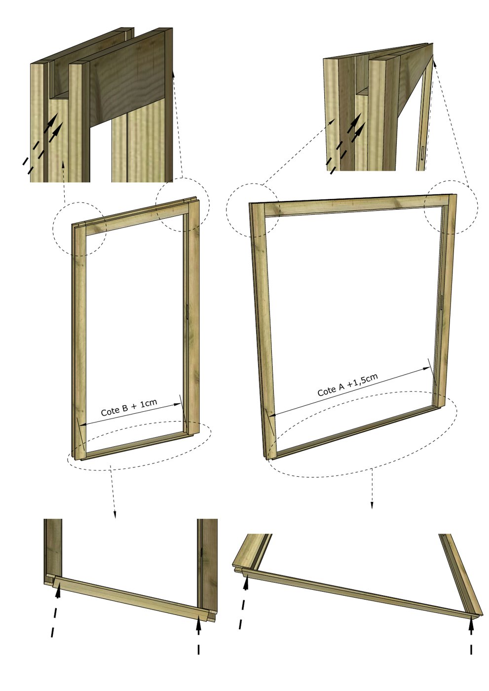 Montage abri de jardin bois — étape 4 : pose de la porte